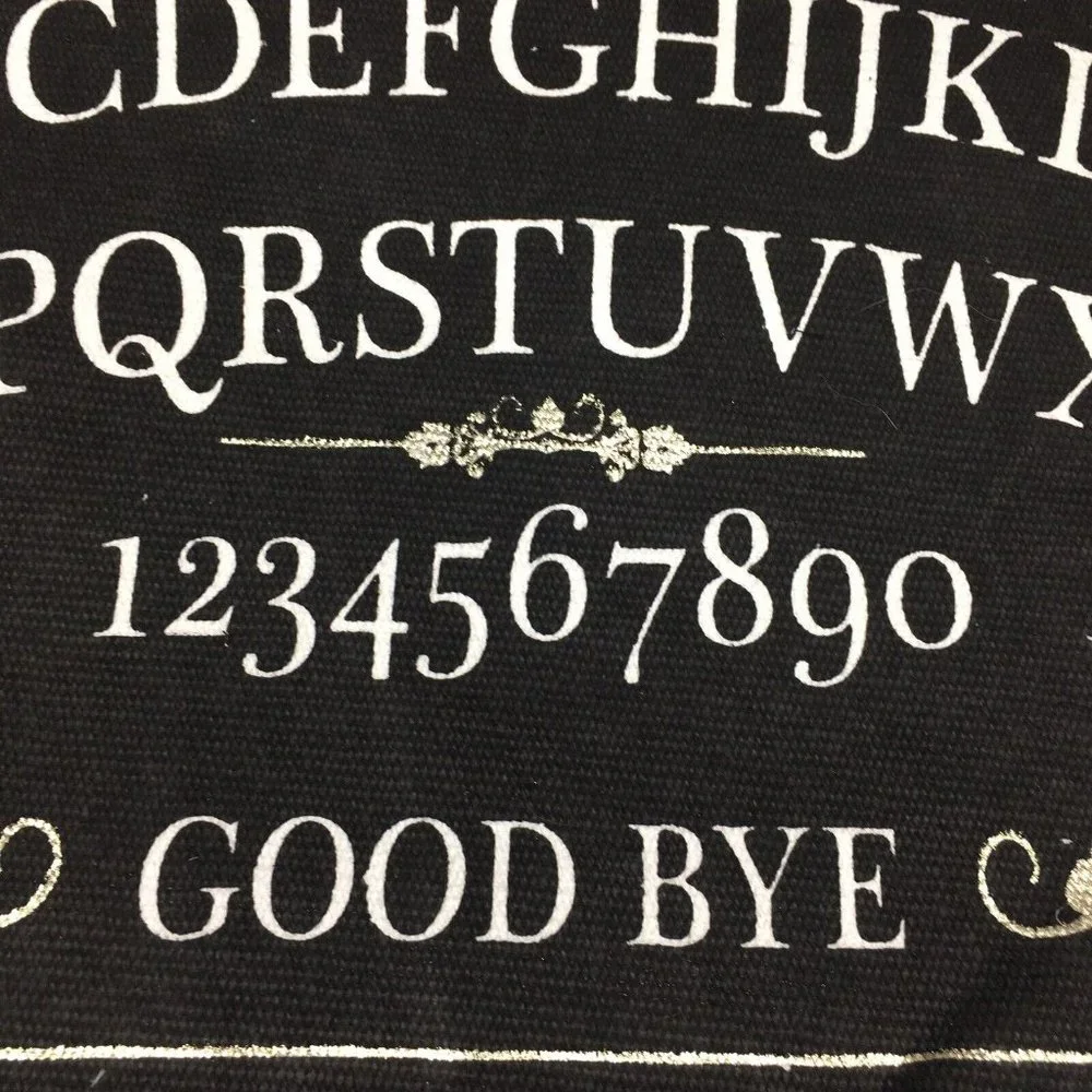 x4 Halloween Ouija Board Fabric Placemat Set Black Gold Sun Moon Stars THRO NEW